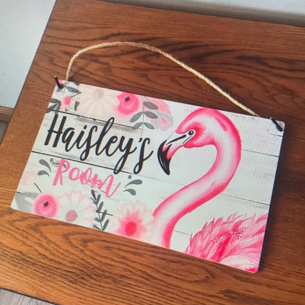 Flamingo Room Sign with Pink Accents